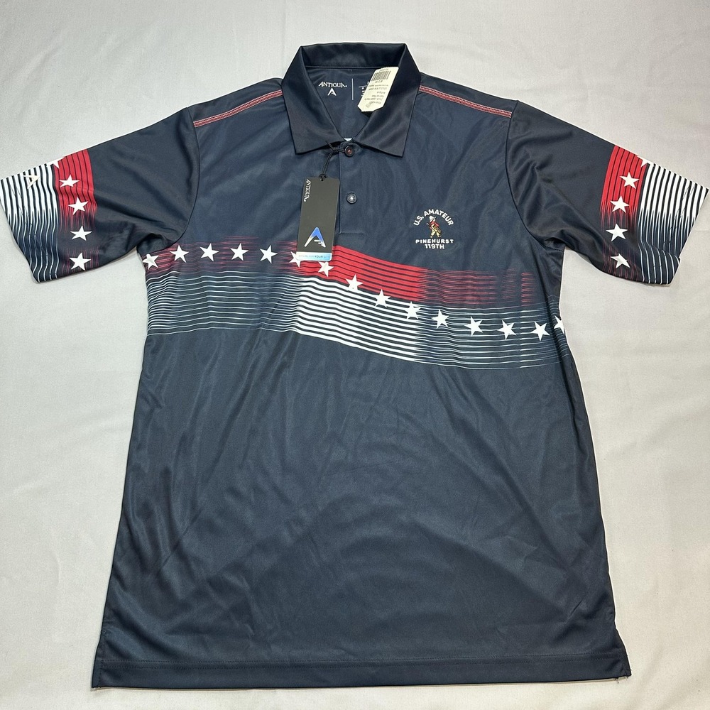 Antigua Polo Shirt Mens M Blue 2019 USAM Patriot Golf Performance Pinehurst